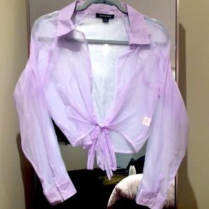 Sheer tie front blouse